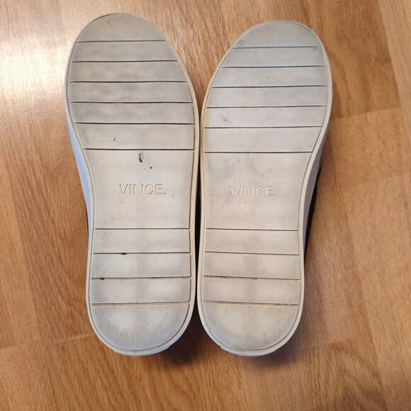 Vince Banler Sneaker Shoes Womens 6.5 Grey Felt Black Suede Slip On - Picture 6 of 7